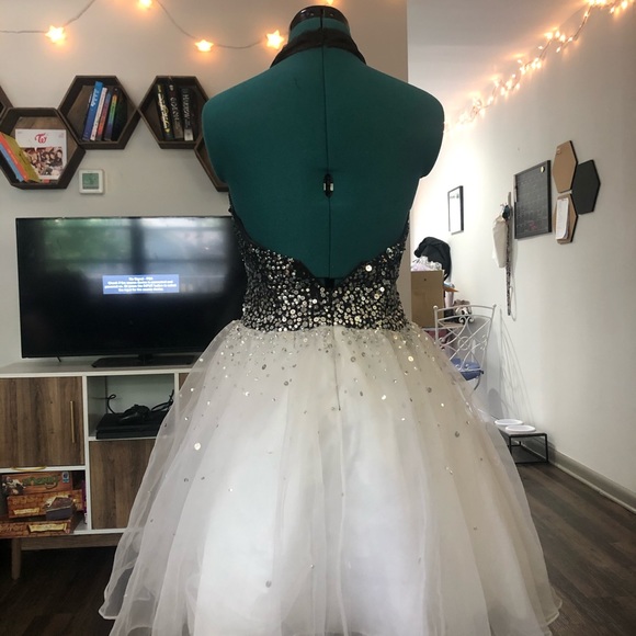 Alyce Designs Black and White Sequin Tulle Dress - Picture 3 of 4